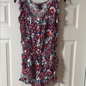 Joe Benbasset Red and White Ruffled Jumpsuit Shorts